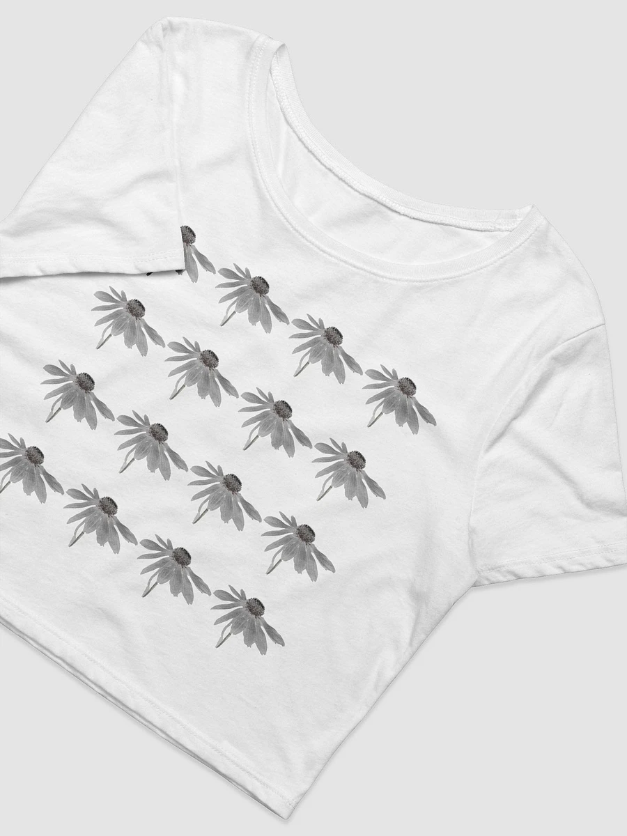 Abstract Repeating Grey Cone Flower Women's Cropped T Shirt product image (5)
