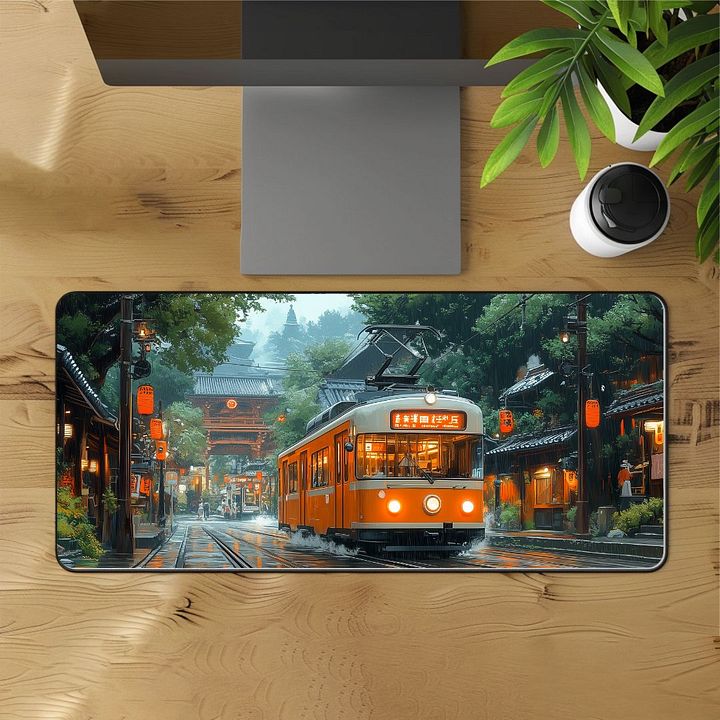 Tranquil Streetcar Journey Desk Mat - 12