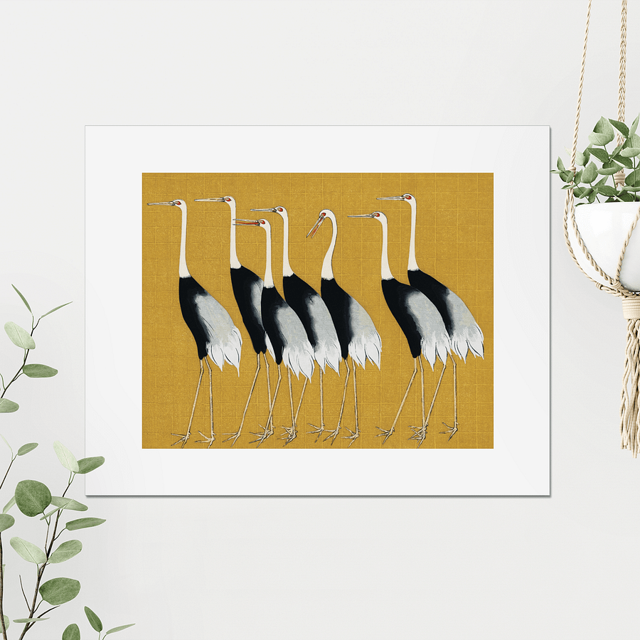A Traditional Portrait of a Flock of Beautiful Japanese Red Crown Crane - Ogata Korin product image (3)