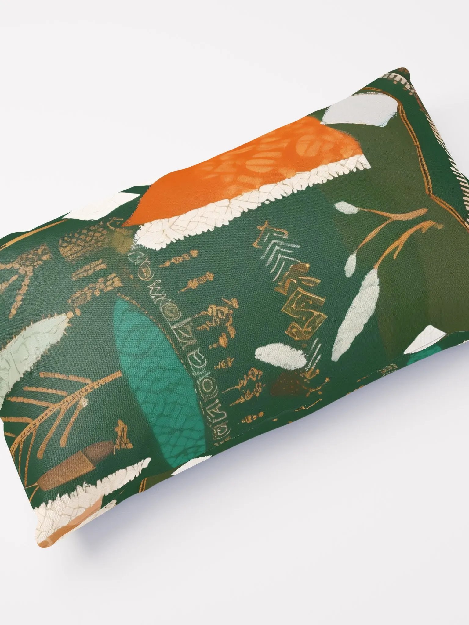 Bohemian Pillow, Rustic Design, Forest Green Geometric Patterns, Eclectic Home Decor product image (3)
