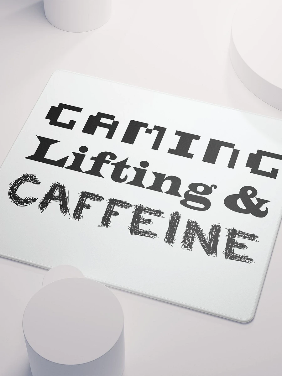 Gaming, Lifting & Caffeine Mouse Pad - Black Lettering product image (3)