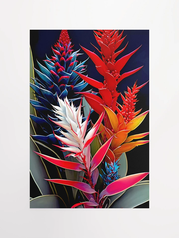 Radiant Aechmea Blooms - Exotic Bromeliad Flower Matte Poster Art product image (2)