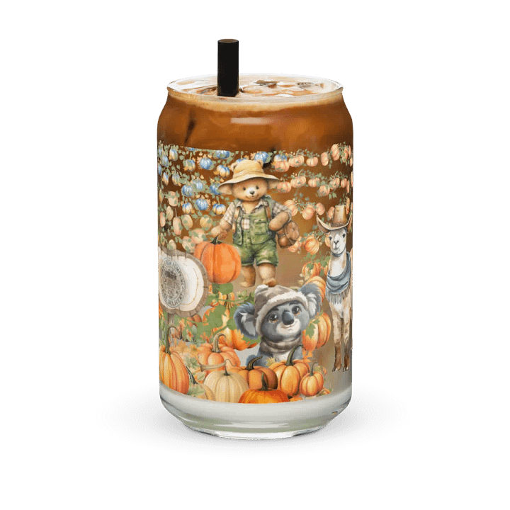 Witches Brew Coven: The Pumpkin Harvest Glass Can Tumbler | 16oz Fall-Themed Drinkware | Whimsical Animal Design product image (1)