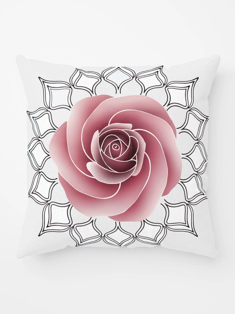 Rose Flower Mandala Throw Pillow - Decorative Floral Mandala Accent Cushion for Living Room & Bedroom product image (1)