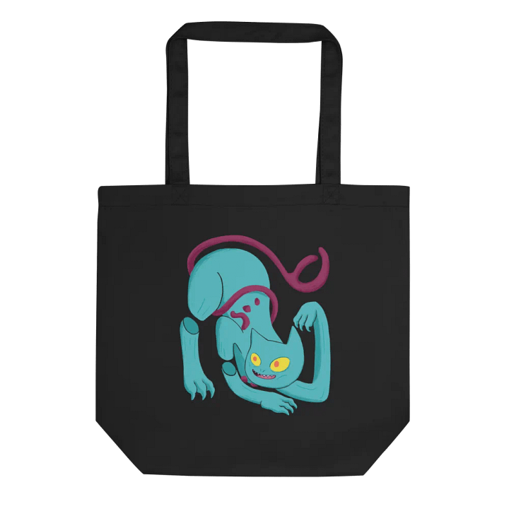 Demon Cat With Text Double Sided Totebag - Black product image (1)