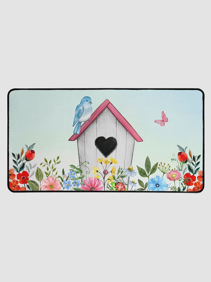 Bluebird, Bird house and flowers Desk Mat product image (1)