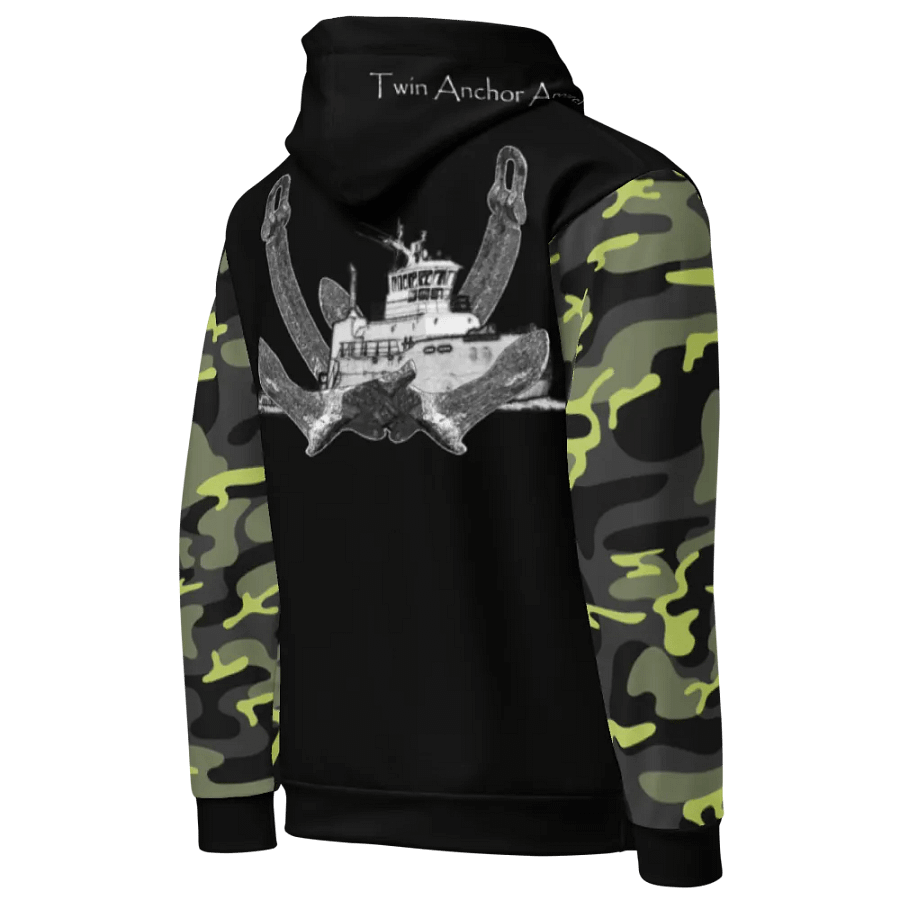 Camouflage & Black Twin Anchor Titan tug Hoodie product image (10)