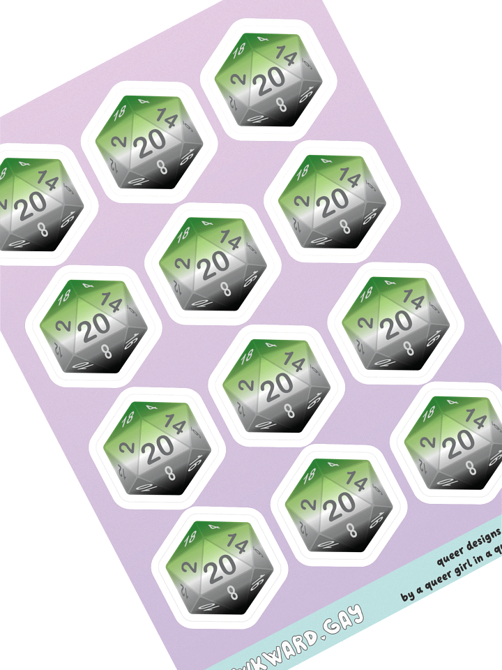 Aromantic Pride D20 Sticker Sheet product image (1)