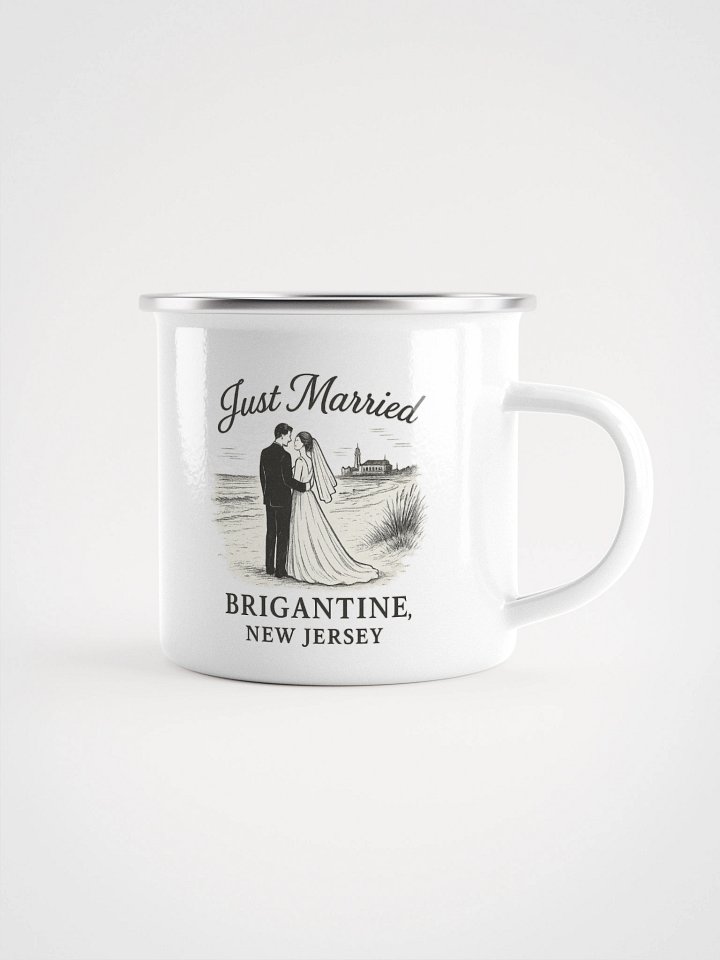 Brigantine NJ "Just Married" Enamel Wedding Mug product image (1)