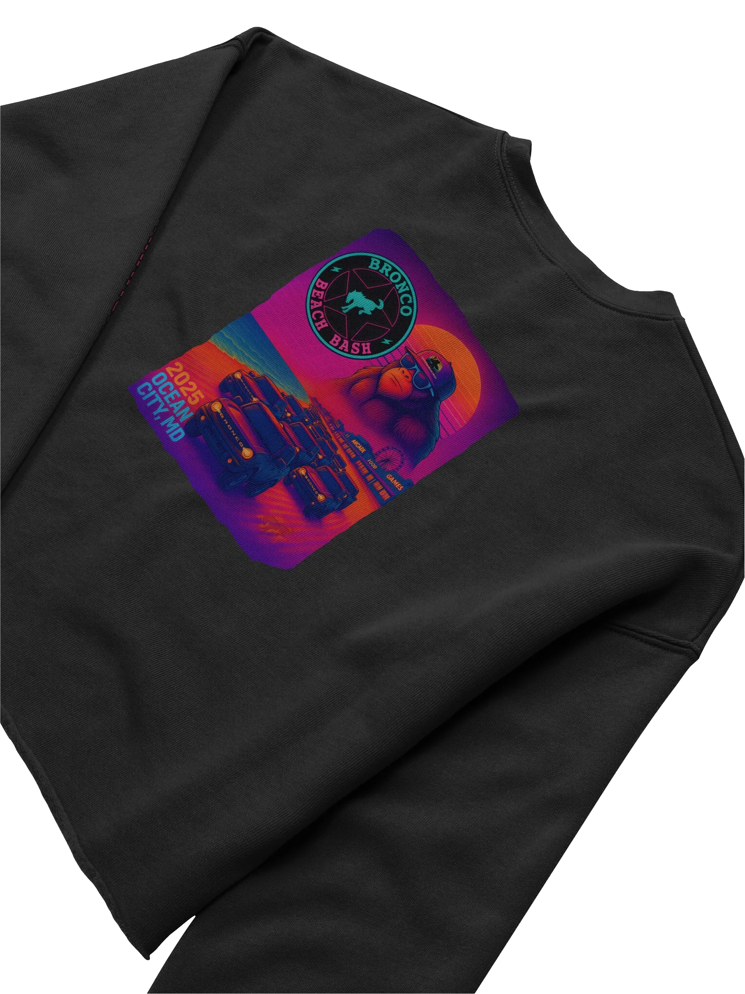 2025 Bronco Beach Bash Ocean City / Destination Bigfoot Bronco Collab | Bella+Canvas Women's Fleece Crop Sweatshirt (Multiple Colors Available) product image (18)