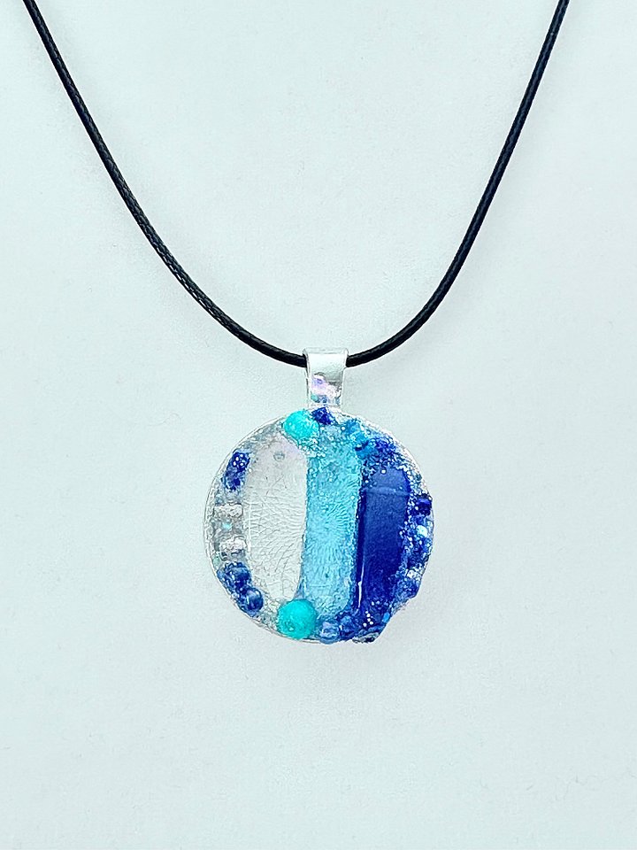 [Vertical] Sea Glass Pendant Necklace | Handmade Bead & Sea Glass Art | Coastal Charm Jewelry by Monique Faella Designs™ | MFD-00019 product image (1)