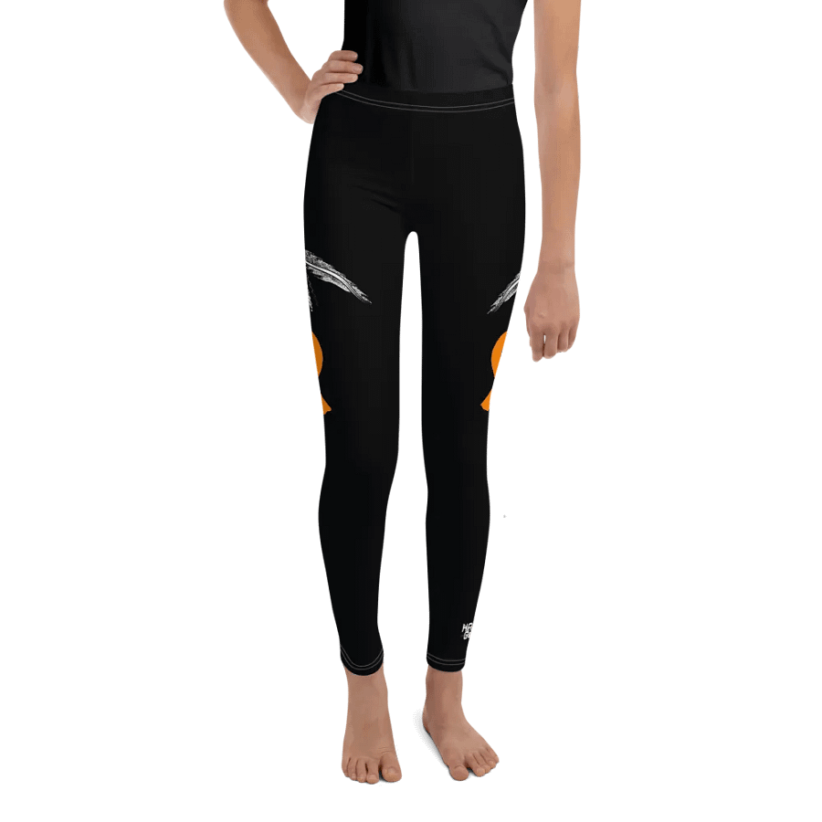 White HApex Gear White Logo Cancer Awareness Orange Ribbon. Black Youth Leggings product image (9)