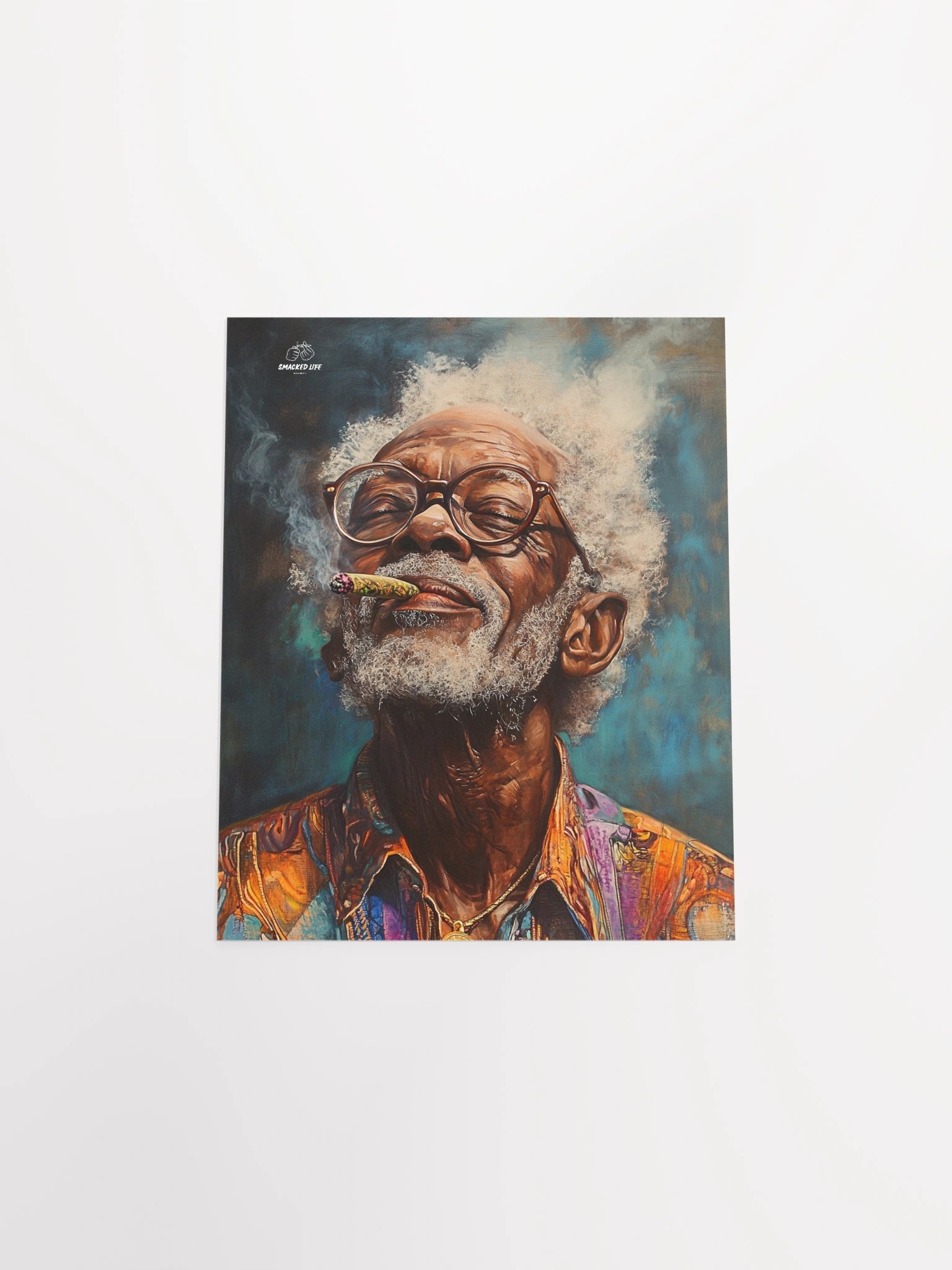 Elderly Black Man Smoking Blunt -Unframed Poster product image (8)