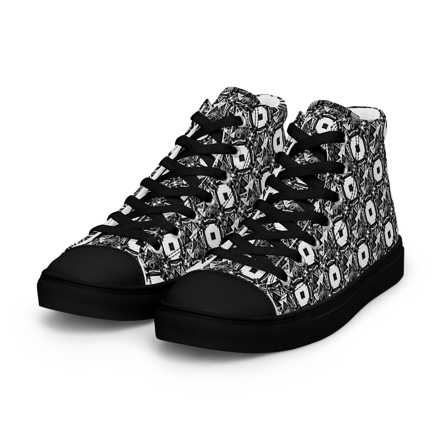 Abstract Monochrome Pattern Shapes and Squares Men's Canvas Shoes High Tops product image (45)