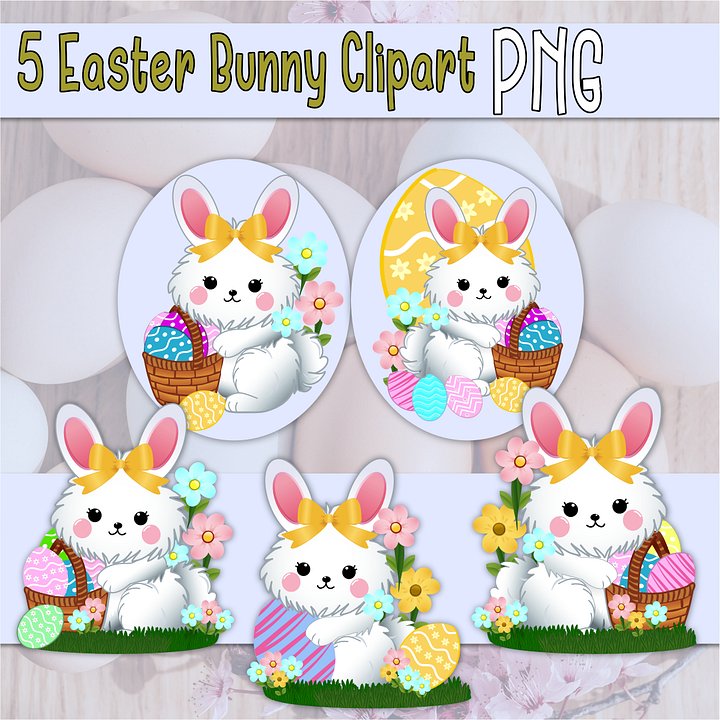 Easter Bunny Kawaii Style Clipart product image (1)