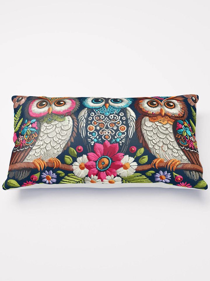 Floral Pattern Owls Design Flowers Botanical Colorful Cottagecore Throw Pillow product image (1)