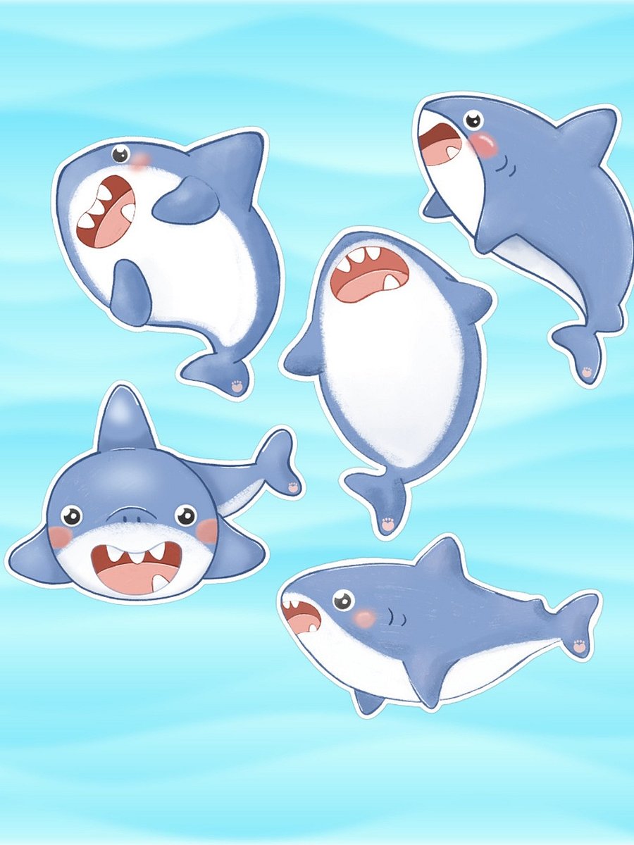 Blue shark sticker set product image (1)