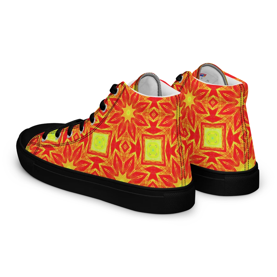 Abstract Repeating Orange Flower Ladies Canvas Shoe High Tops product image (3)
