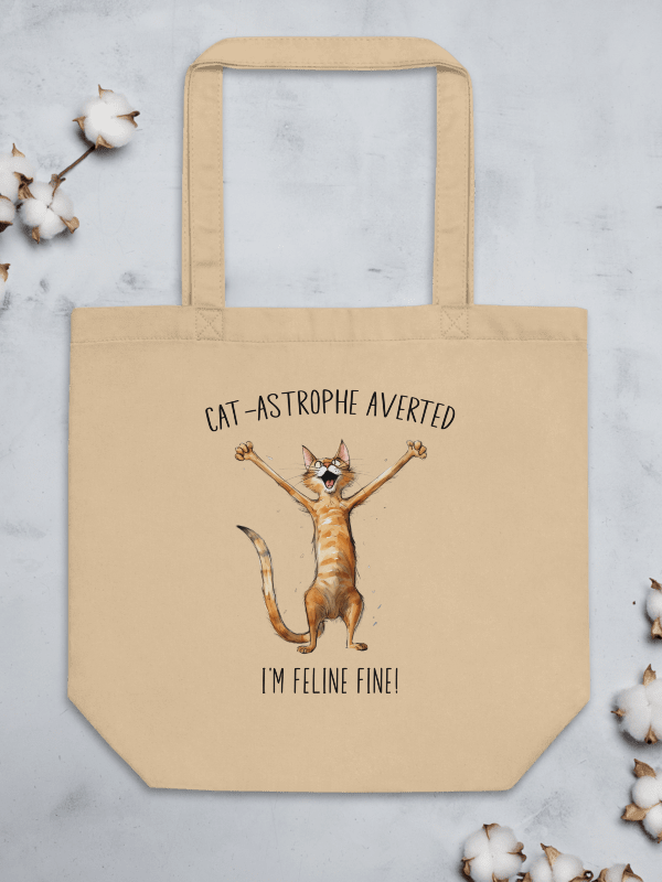 Funny Cute Cat Eco-Friendly Tote Bag - Cat-astrofe averted product image (5)