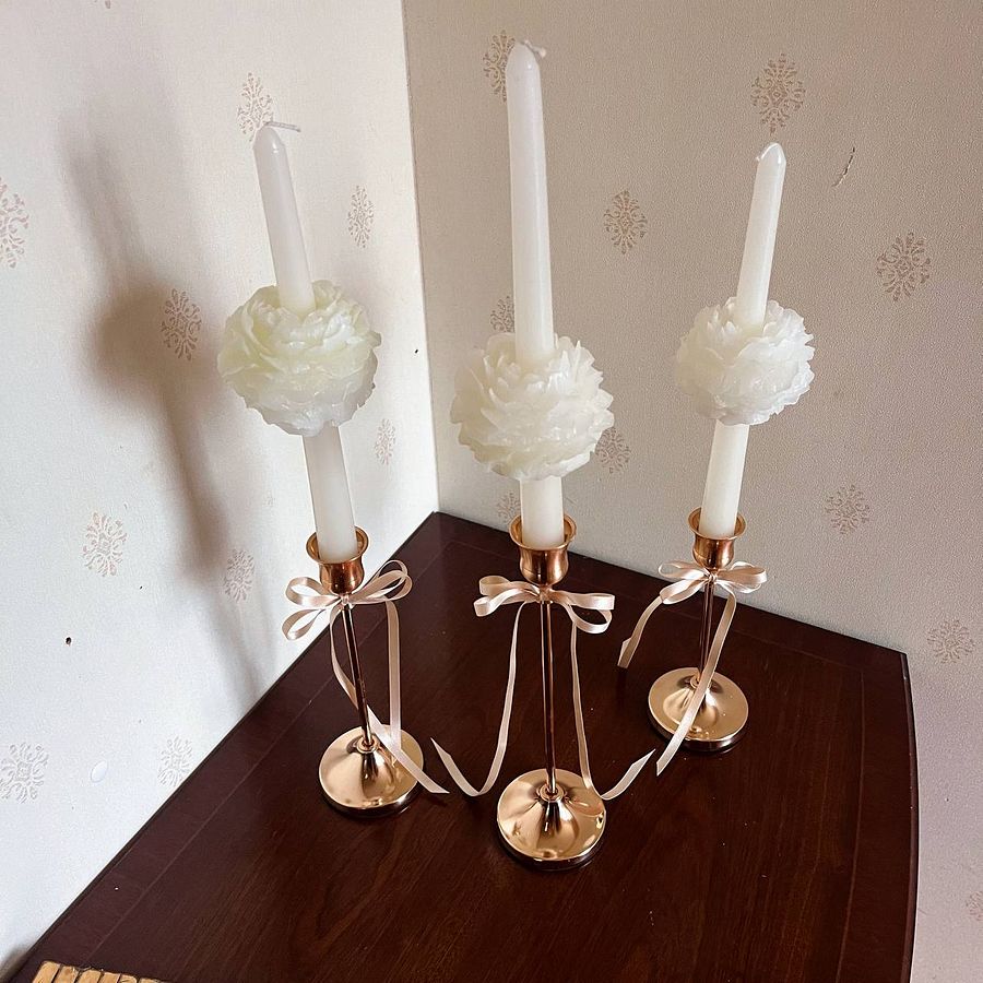 Peony Taper Candle | Peony Flower Candle | Wedding Table Setting Idea | Table Candle | 3D Aesthetic Candle | Dinner Candle | Taper Candle product image (3)