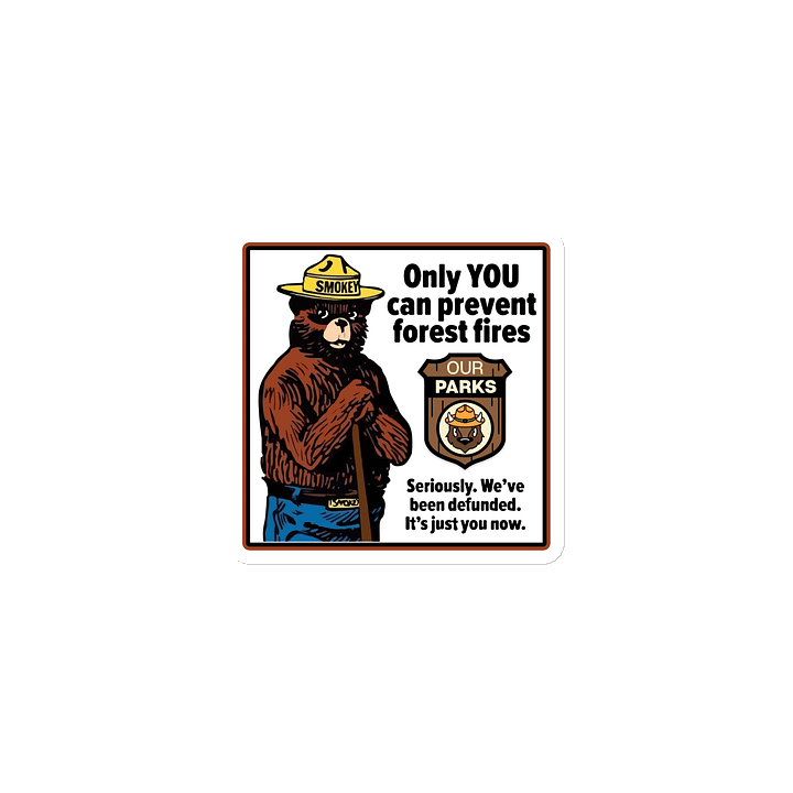 We've been DEFUNDED! Flat Magnet 3 SIZES! Smokey Our Parks Bear Alt National Parks Die Cut Magnet product image (1)