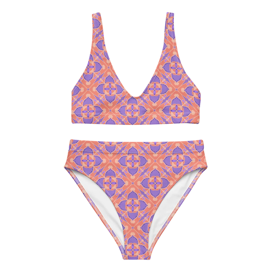 Pastel Orange and Mauve Pattern High Waisted Bikini product image (8)