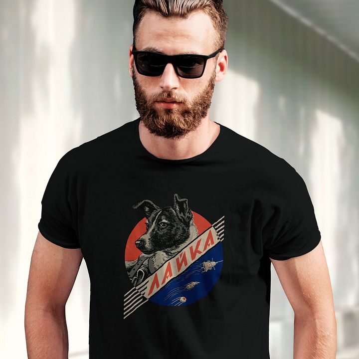 Laika, First space dog, Soviet vintage space — Unisex t-shirt, space t-shirt product image (1)