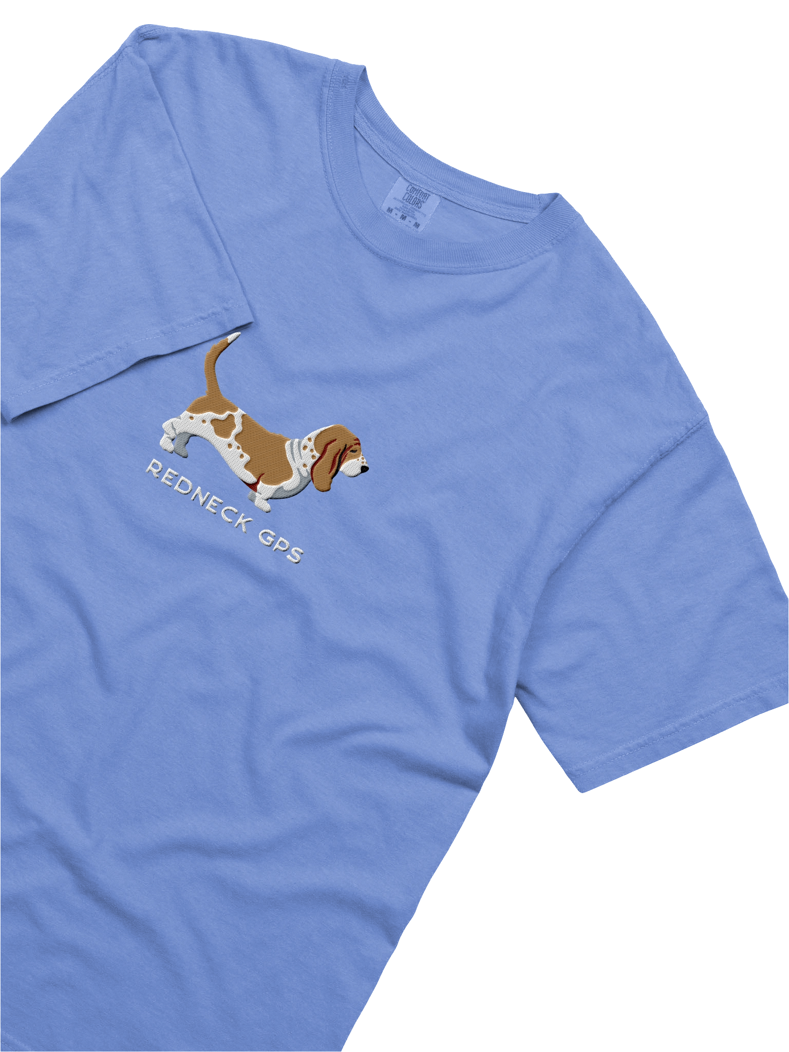 Redneck GPS T-Shirt(Embroidered) of a Basset Hound(Brown & White) product image (35)
