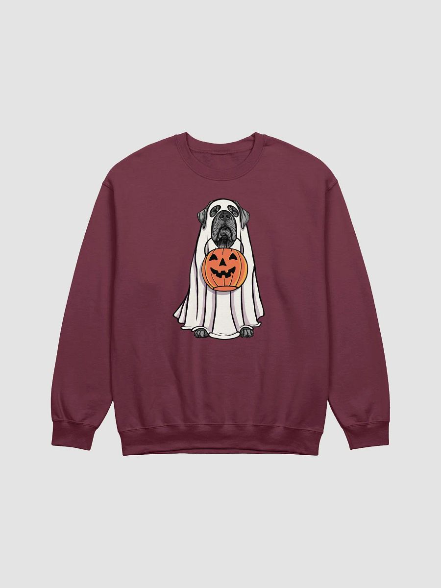 Funny Halloween Neapolitan Mastiff(Blue) Sweatshirt | Funny Dog Wearing a Ghost Costume and Holding a Pumpkin Basket product image (12)