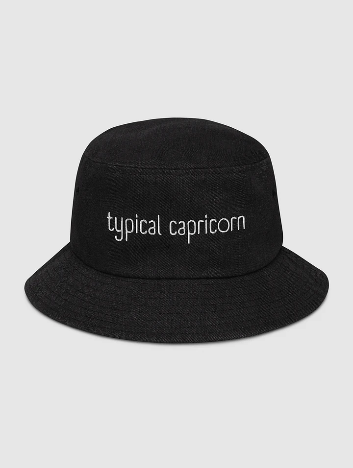 Typical Capricorn White on Black Denim Bucket Hat product image (1)