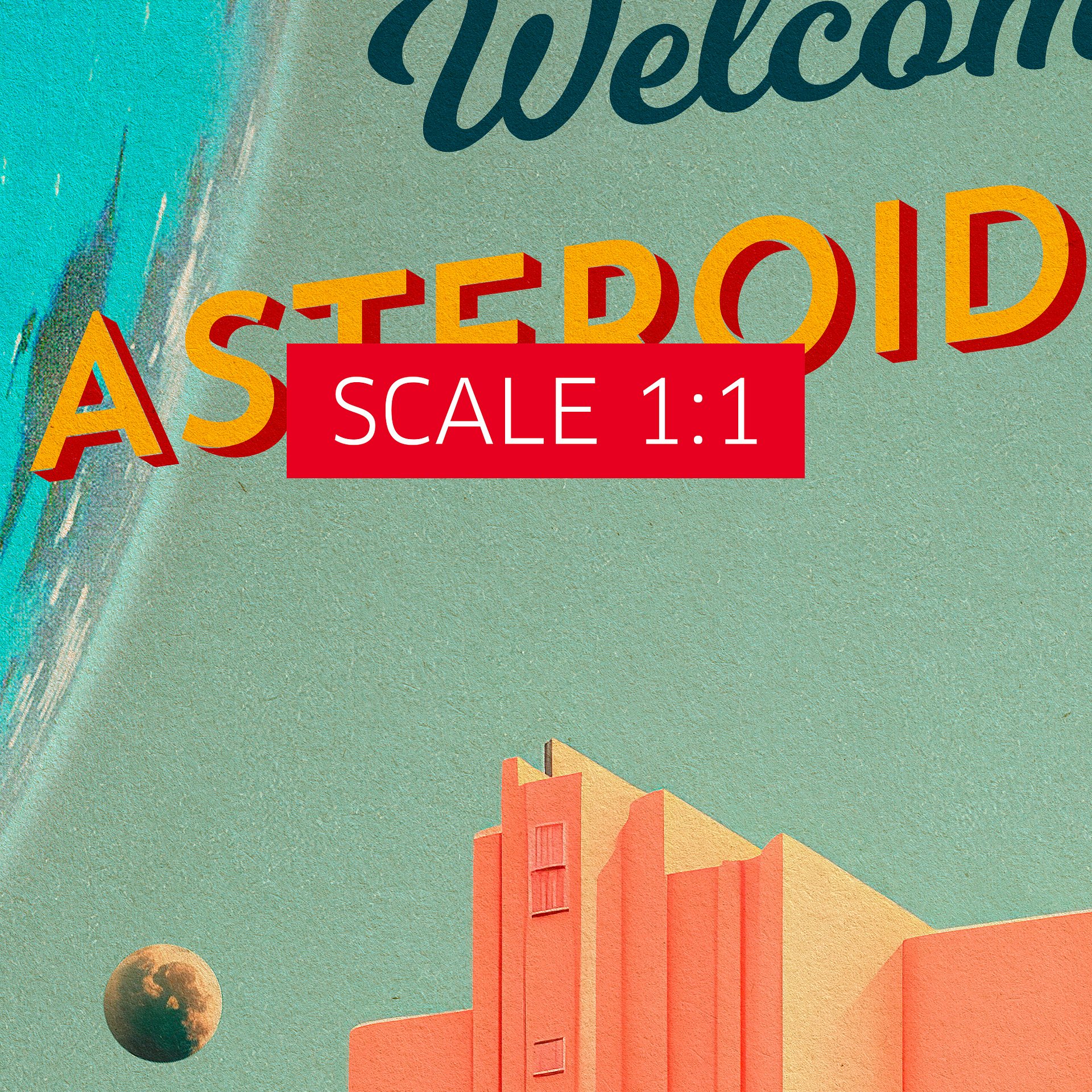 Welcome to Asteroid Town! — Vintage space poster, retro space art, propaganda poster, retrofuturism art, retro sci-fi print product image (5)