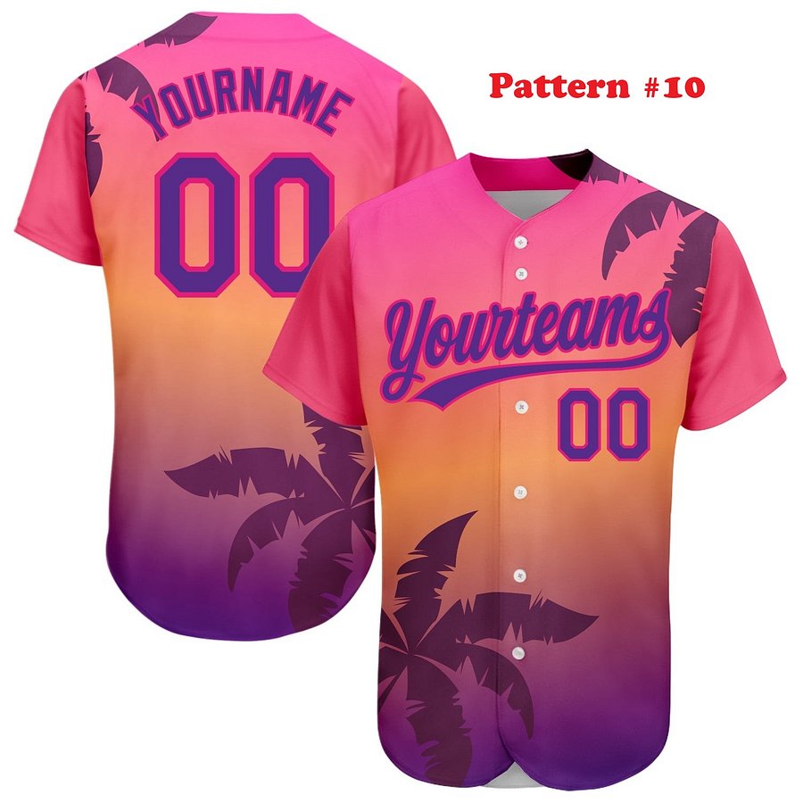 Authentic Baseball Jersey, Custom Baseball Jersey, Personalized Sport Jersey, Hawaiian Multi Colorful, Summer Palm Coconut Beach product image (188)