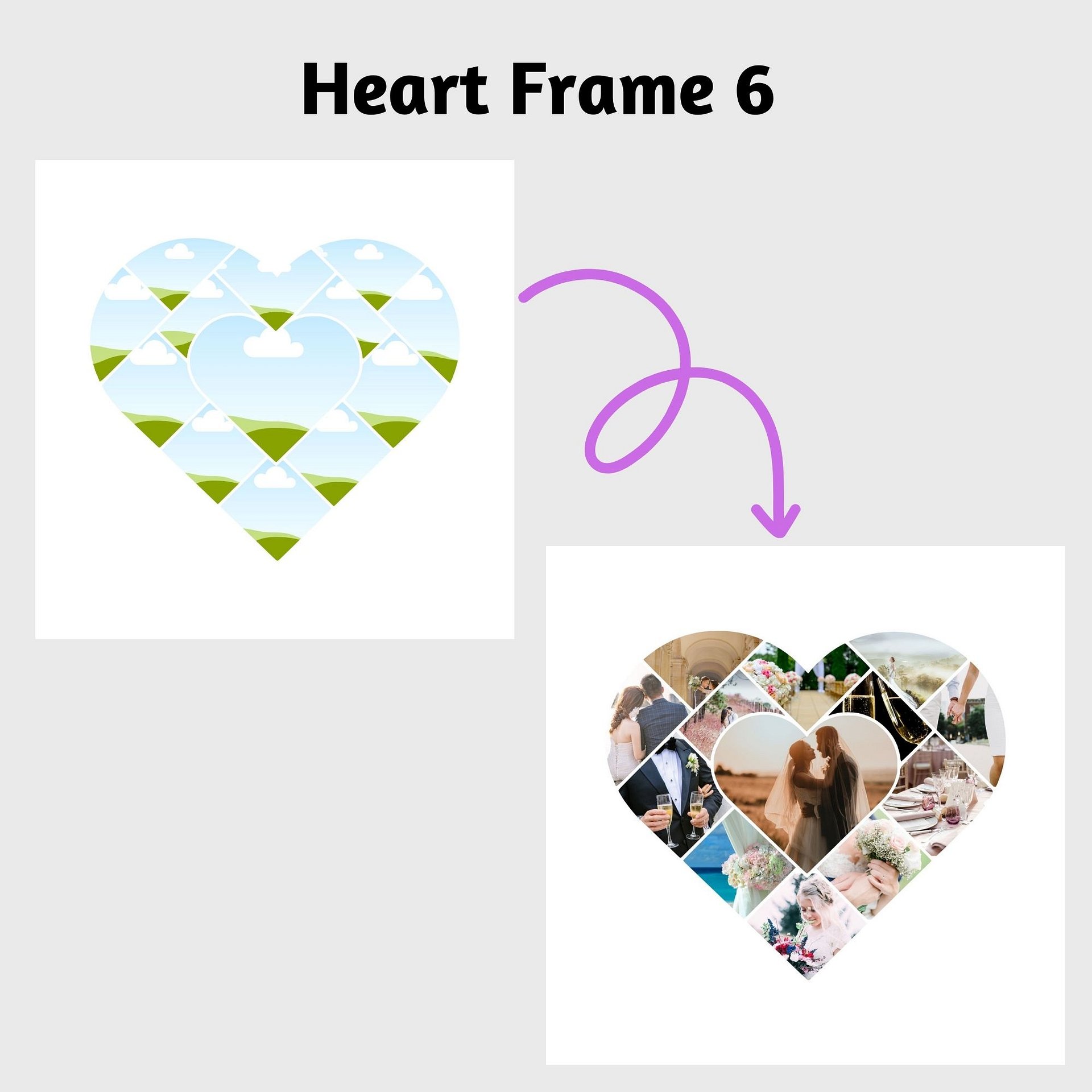 6 Heart-Shaped Photo Collage Frames Canva Templates product image (8)