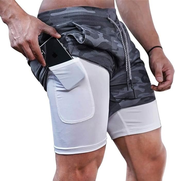Gym Workout Shorts 2024 Running Men 2 In 1 Double-deck Quick Fitness Jogging Shorts product image (2)