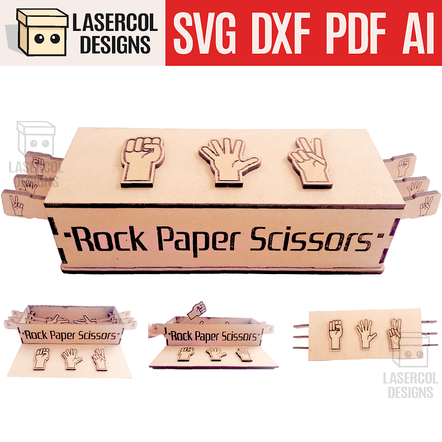 Rock Paper Scissors Game Box - Laser Cut Files product image (1)