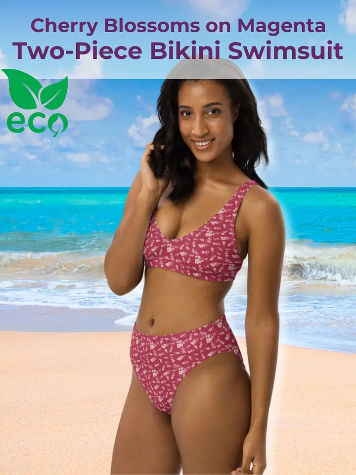 Cherry Blossoms on Magenta Two-Piece Eco-Green Bikini Swimsuit product image (1)