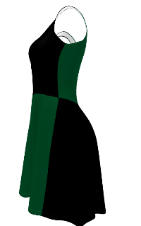Midnight Veil Designs Half Black Half Green Fantasy Skater Dress - XS to 3XL product image (3)