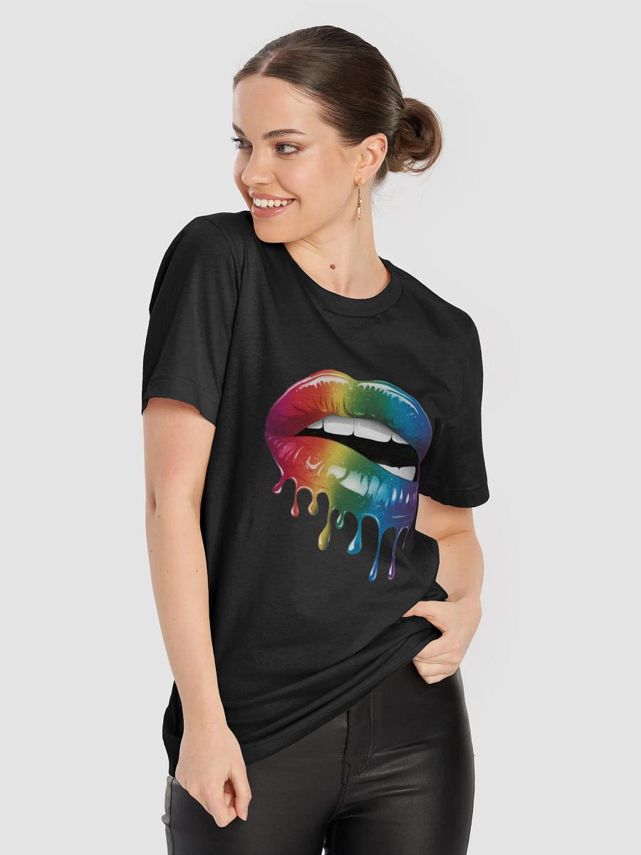 Unisex black T shirt with lip drip product image (8)