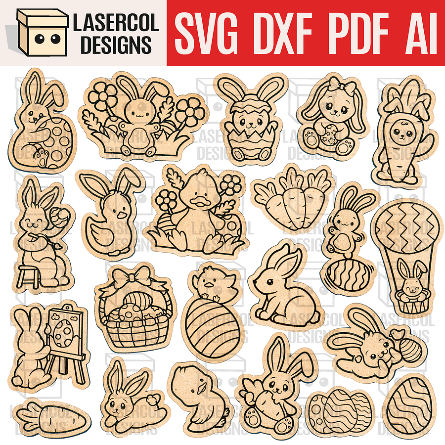 Easter Cutouts/Paint Kit Set 1 & Set 2 - Laser Cut Files product image (1)