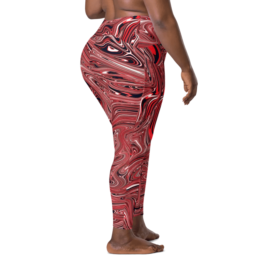 Leggings with Pockets - Brown, Black and White Fluid Swirls product image (10)