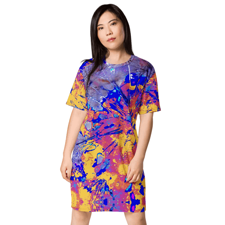 Vibrant Abstract Dandelion Seeds Ladies T Shirt Dress product image (1)