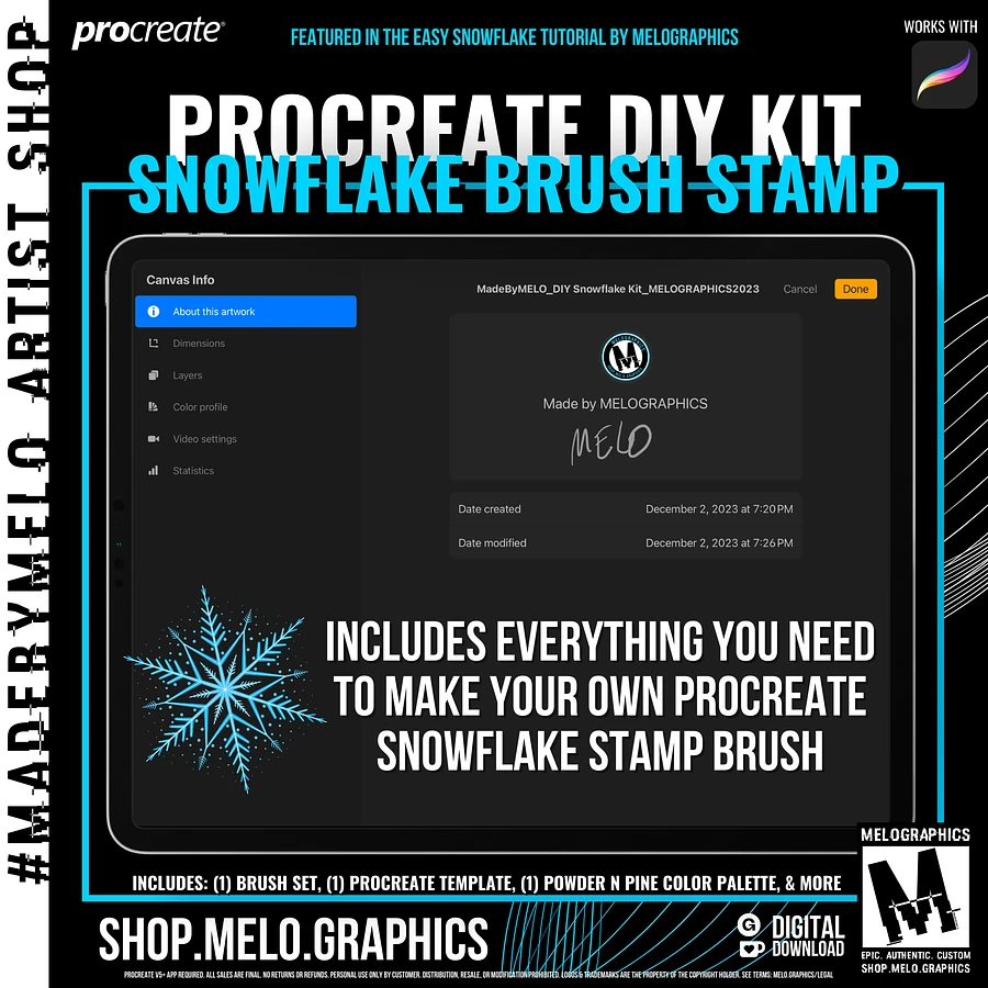 ❄️ DIY Procreate Snowflake Stamp Brush Kit | #MadeByMELO product image (2)
