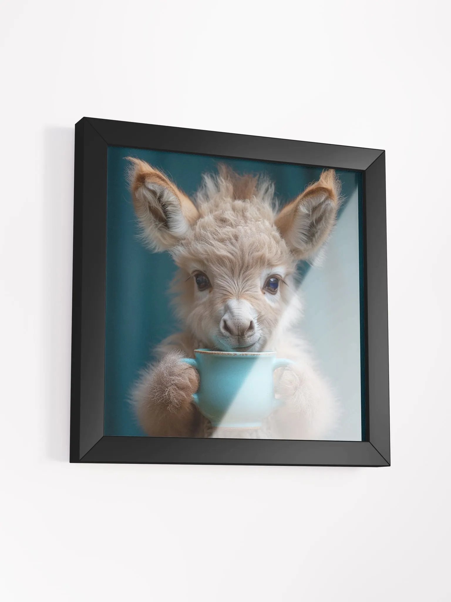 Coffee Lover Cute Baby Donkey Burro Framed Wall Art product image (4)