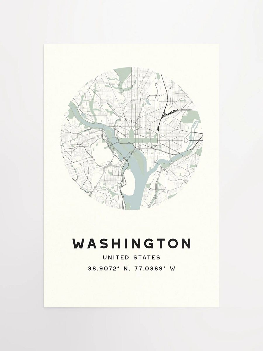 Washington Street Map Poster – Beige Minimalist Circular City Art product image (4)