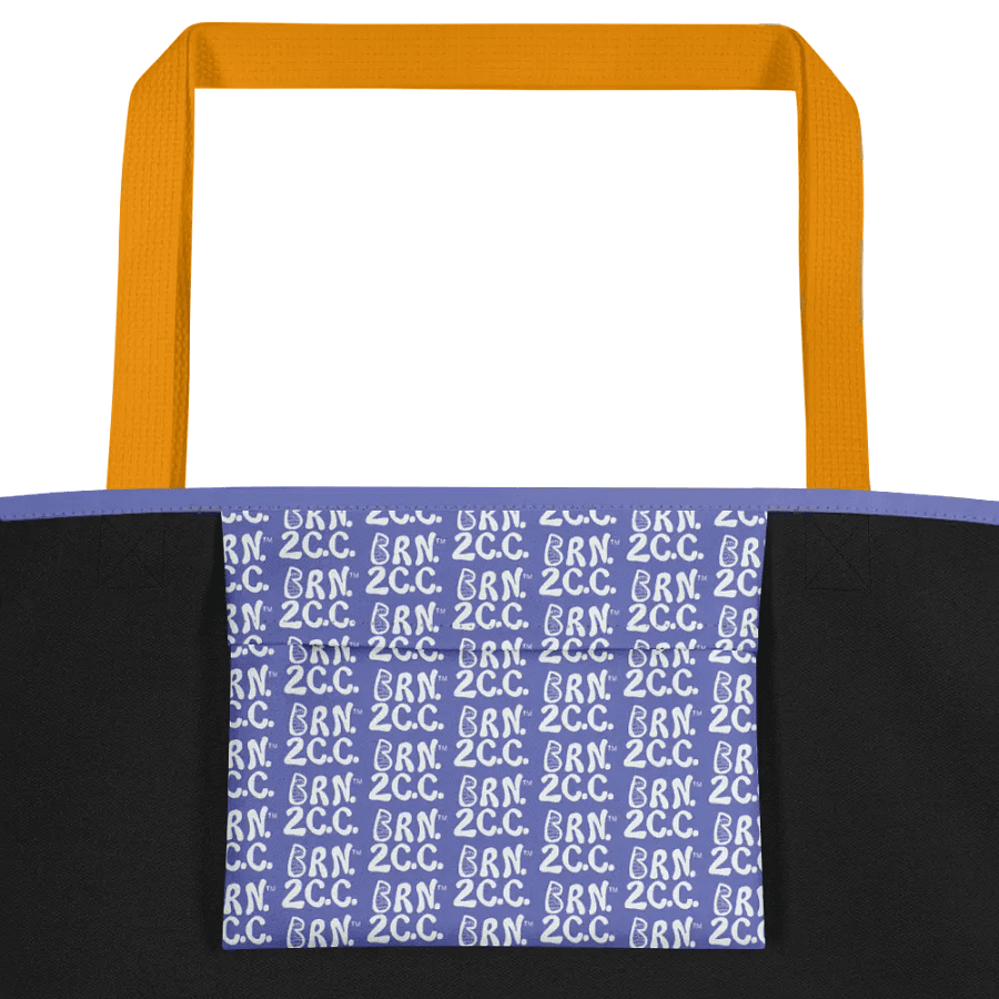 BOURNE to Cape Cod™ | Large Tote Bag with Pocket | Coastal Classic | All-Over Logo Print | White Logo on Slate Blue product image (3)