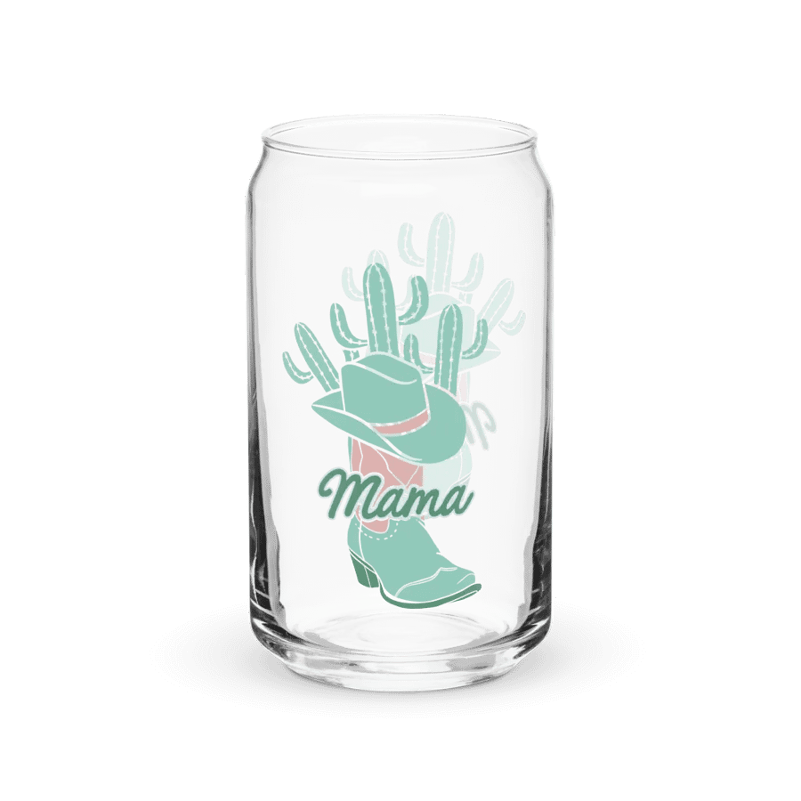 Cactus Mama Western Print Glass Can Cup With Or Without Lid product image (7)