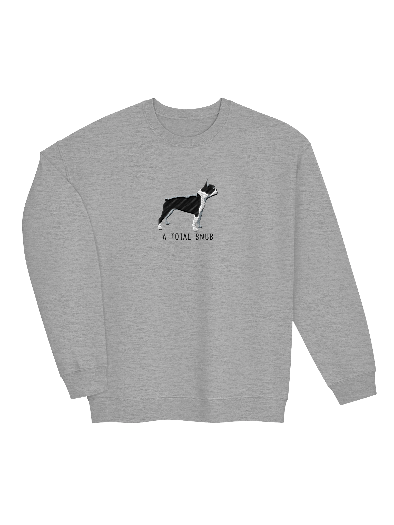 A Total Snub Sweatshirt (Embroidered) of a Boston Terrier(Black & White) product image (19)