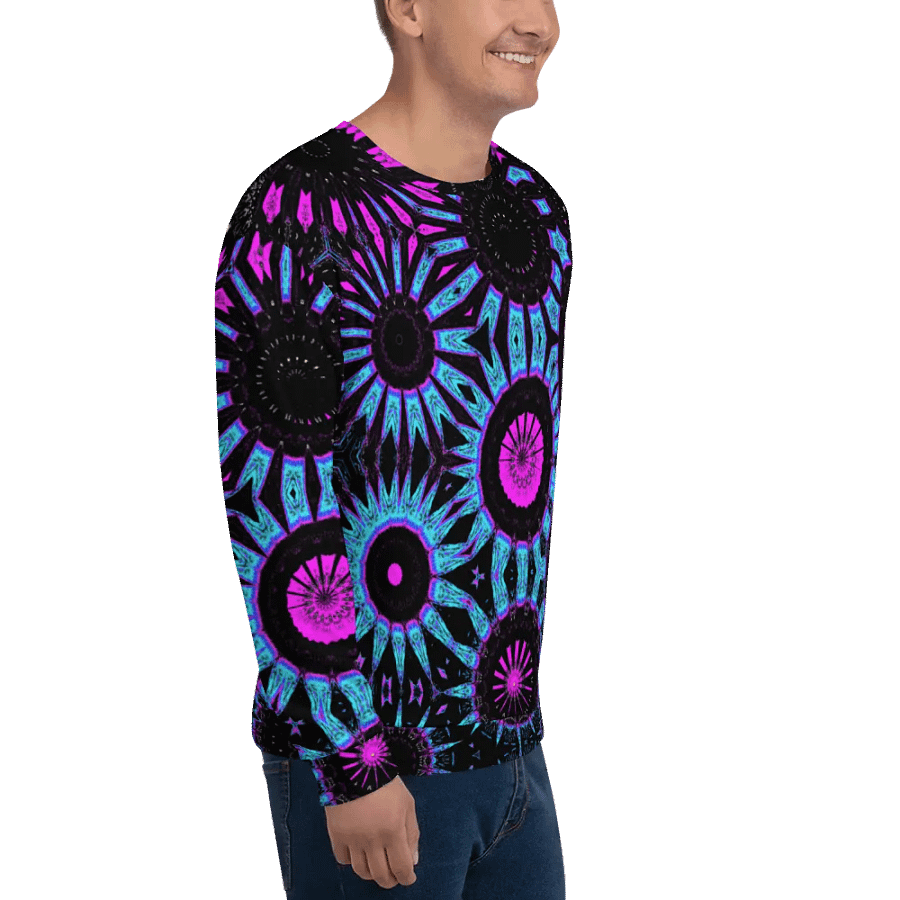 Abstract Circular Shapes in Turquoise, Black and Pink Unisex Sweatshirt product image (3)