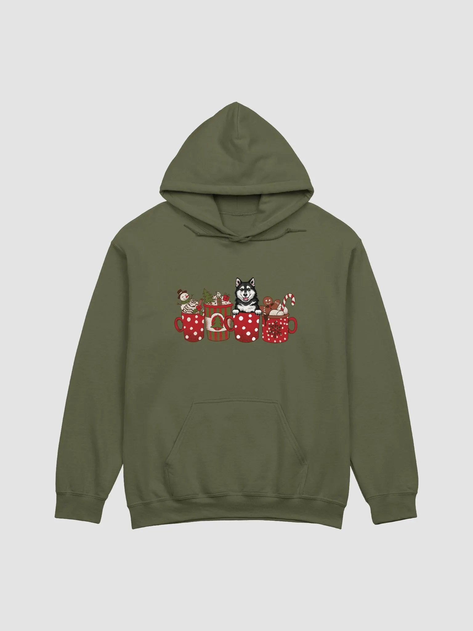 Cute Pomsky in a Christmas Cup Hooded Sweatshirt | Funny Christmas Pup in a Cup product image (14)