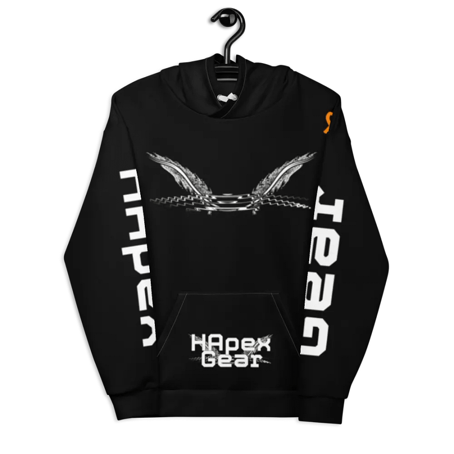White HApex Gear White Logo Cancer Awareness Orange Ribbon. Black Recycled Unisex Hoodie product image (7)